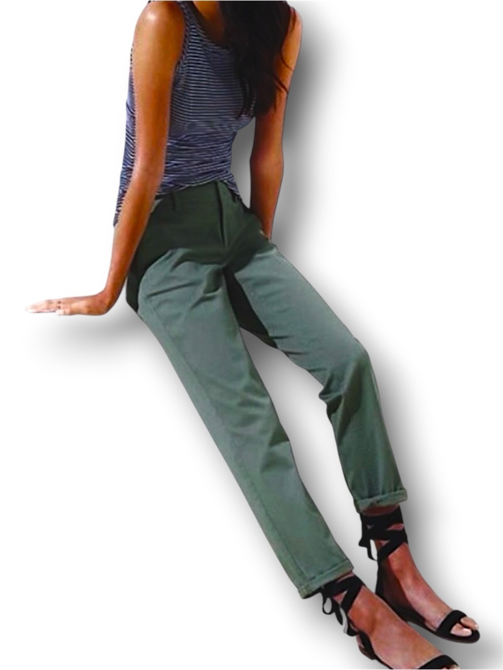 LOFT Girlfriend Chino Pants Womens 0P Petite Green Casual Trousers NWT 0 Petite